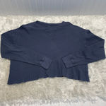 Blue Oversized Cropped Thermal Shirt Top ? Large Photo 8