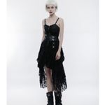 Dolls Kill NWT Maiden Orchestrated Chaos black mesh tiered asymmetric goth dress Photo 1