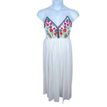 Boho Embroidered Look Open Back Maxi Dress XL White Floral Festival Sundress Photo 1