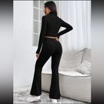 Black Ribbed Knit Women's Pants & Jumpsuit Set Size undefined Photo 1