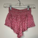 Paloma Blue Silk Printed Shorts Pink Smocked Waist Sz XS Beachy Travel Luxury Photo 2