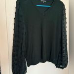 Adrianna Papell Sweater Womens Large Esmerald Green V Neck Sheer Sleeves Photo 2