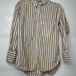 LOFT Women’s Small Brown White Striped Button Up Shirt Long Sleeve Photo 0