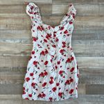 Reformation Jess Jubilee Dress Size 6 White Red Floral Puff Sleeve Mini Photo 1