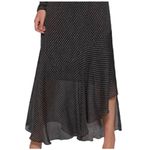 Avec Les Filles Black White Polka Dot Ruffle Asymmetrical Midi Skirt Size 12 Photo 2