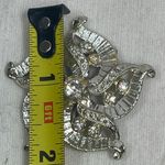 Star Clear Rhinestone Silver Tone Brooch 2" Vtg Unsigned Photo 2