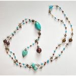 Turquoise and red tigers eye long Necklace Photo 0