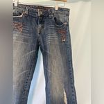 Vintage American Eagle Embelished Straight Leg Jeans Stretch Bohemian Blue Size 4 Photo 2