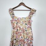 En Saison Presley Teired Eyelet Midi Dress Ruffle Sleeve Light Pastel Yellow NWT Size M Photo 10