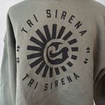 Tri Sirena Army Green Graphic Logo Cropped Hooded Sweatshirt Women's Medium Photo 5
