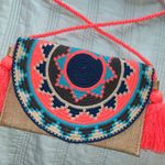 Authentic Wayuu Crossbody clutch with knitted flat cover colorful Peach Photo 6