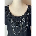 Alice + Olivia  Black Beaded‎ Jeweled Scoop Neck Short Sleeve Mini Dress Size S Photo 8