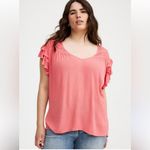 Torrid  mixed eyelet sisterhood babydoll gauze v neck coral top 5X NWT Photo 2
