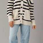 American Eagle  Oversized Button-Front Long-Length Cardigan Sweater Stripe Small Photo 0