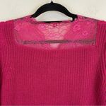 Sundance ‎ Pink V Neck Lace Trim Cotton Blend Pullover Sweater Small Photo 6
