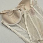 Victoria's Secret Corset Bustier Lingerie Beige Lace Mesh Tank Underwire 34C Photo 6