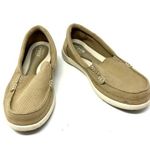Crocs Size 6 Khaki Canvas Triple Comfort Flat Slip On Walking Workwear Boat Shoe Photo 0