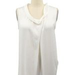NWT Hanii Y Nordstrom Ivory Satin Front Cowl Neck Sleeveless Blouse Top 42 White Size L Photo 0