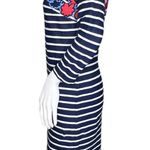 Talbots  Dress Womens XS Petite Navy Blue White Striped Floral Sheath Work Casual Photo 2
