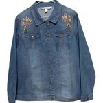Tantrums Vintage Floral Embroidery Denim Jean Jacket Oversized Sz S / L Size L Photo 0