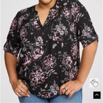 Torrid Harper 3/4 Sleeve Pullover Glowing Night Floral Deep Black Blouse Size 2 Photo 2