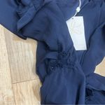 Gal Meets Glam NWT Kinsley Flutter Sleeve Wrap Dress Navy Blue Sz 6 FLAWED Photo 8