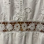 White Lace Floral Embroidery Short Sleeve Mini Dress BOHO Size L Photo 3