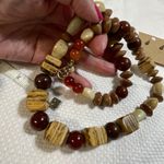 Vintage Karla Jordan real semi precious and amber necklace earrings set. Tan Photo 1