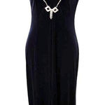 y2k vintage Navy Blue Velvet Rhinestone Bow Formal Prom Maxi Dress‎ M/L Size L Photo 0
