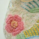 Vintage‎ Beaded Floral Hand Bag White Photo 2