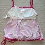 Beach House Aqua Palm Swim Top Tropical Pink Leaf Print Women's Top Size 10 Photo 10