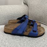 Birkenstock  Birki's Madura Blue‎ Patent Leather Two Strap Velcro Sandal Photo 1