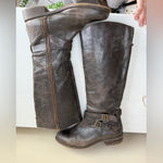 Hinge  Distressed Devin Riding Boot Chocolate Brown Country Boho Cottagecore 9.5 Photo 4