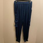 Young Fabulous and Broke Blue Satin Silky Cargo Joggers Size Small Photo 2