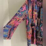 Vintage Casual Corner Abstract Drape Jacket M Boho 90s Art Print Viscose Pink Size M Photo 4