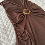 Candie's Candie’s Brown Sleeveless Ring Detail Midi Dress L Glam Mob Wife Cocktail Party Photo 10