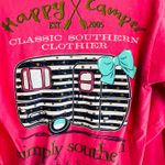 Simply Southern Pink Long Sleeve Happy Camper T-Shirt Women's Small Cotton Photo 5