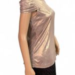 Cynthia Steffe NWT! Gold Metallic Shimmer Blouse Top Zipper Accents Size Small Photo 2