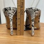 EXPRESS  Snake Reptile Print Heeled Mules Shoes Ivory Gold 7 New Pointed‎ Toe Photo 8