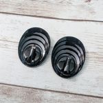 Vintage Clip On Earrings Dark Pink & Black Oval 1.25" Photo 8