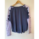 Free People Long Sleeve Aztec Split Neck Pullover Sweater Blue Women's Size M Photo 1