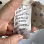 D&Co Mock Neck Peplum Long Sleeve Blouse Spatter Dots Size Large White Photo 6