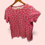 Cute vintage 80s oversized pinky red roses top cotton blend floral pop Pink Size L Photo 1