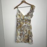 LINI Naomi Ruffled Vneck Mini Dress Womens Large Floral White Photo 3