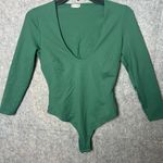 Free People Intimately Woman Small Wide Neck Green Long Sleeve Bodysuit Photo 0