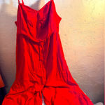 Knox Rose  NWT Plus Red Jumpsuit pockets adj. straps stretch wide leg summer Photo 0