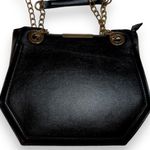 Melie Bianco Geometric Vegan Leather Black Shoulder Bag Purse with Gold Chains Photo 4