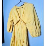 Derek Lam COLLECTIVE Yellow V-Neck Hourglass Twist Front Tiered Mini Dress 36 Photo 4