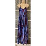 Parker  Womens Silk Abstract Print V-Neck Maxi Dress Blue Red Size XS Photo 1