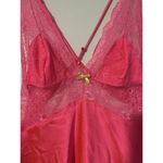 Victoria's Secret Hot Pink Satin Lace Slip Dress Crossback Negligee Bow Photo 5